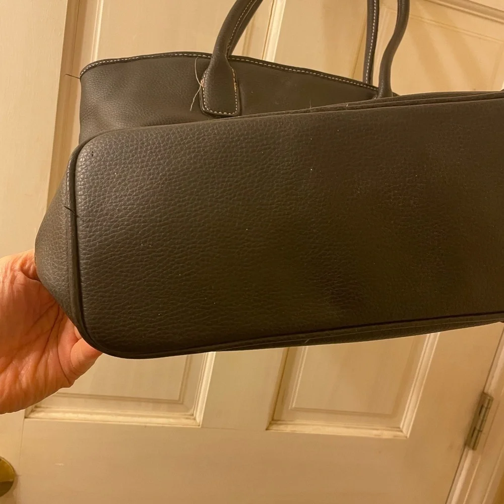 Victoria's Secret Black Leather Shoulder Bag with Gold Accents
